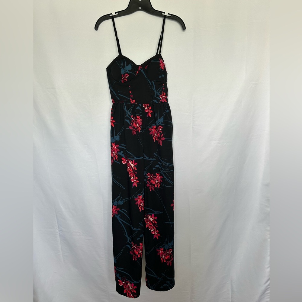 Band‎ of Gypsies Spaghetti Strap Black with Red floral print Jumpsuit